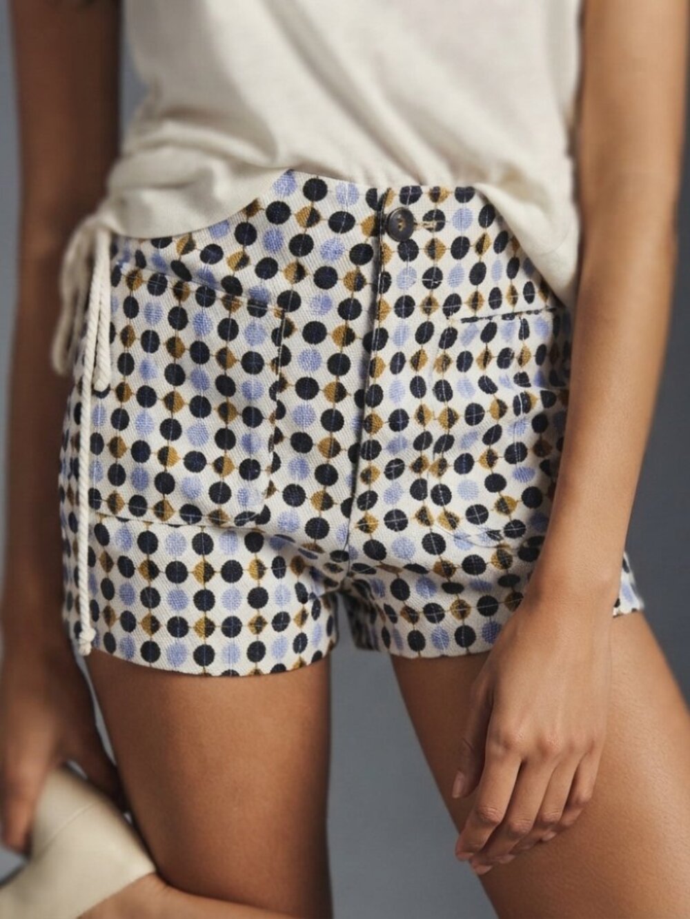 Anthropologie Maeve The Colette Shorts Blue Geometric Print High Waist Size 27